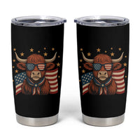 Funny Highland Cow Tumbler Cup USA Flag Patriotic Cow Farmer