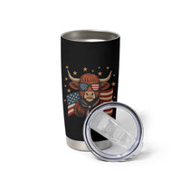 Funny Highland Cow Tumbler Cup USA Flag Patriotic Cow Farmer