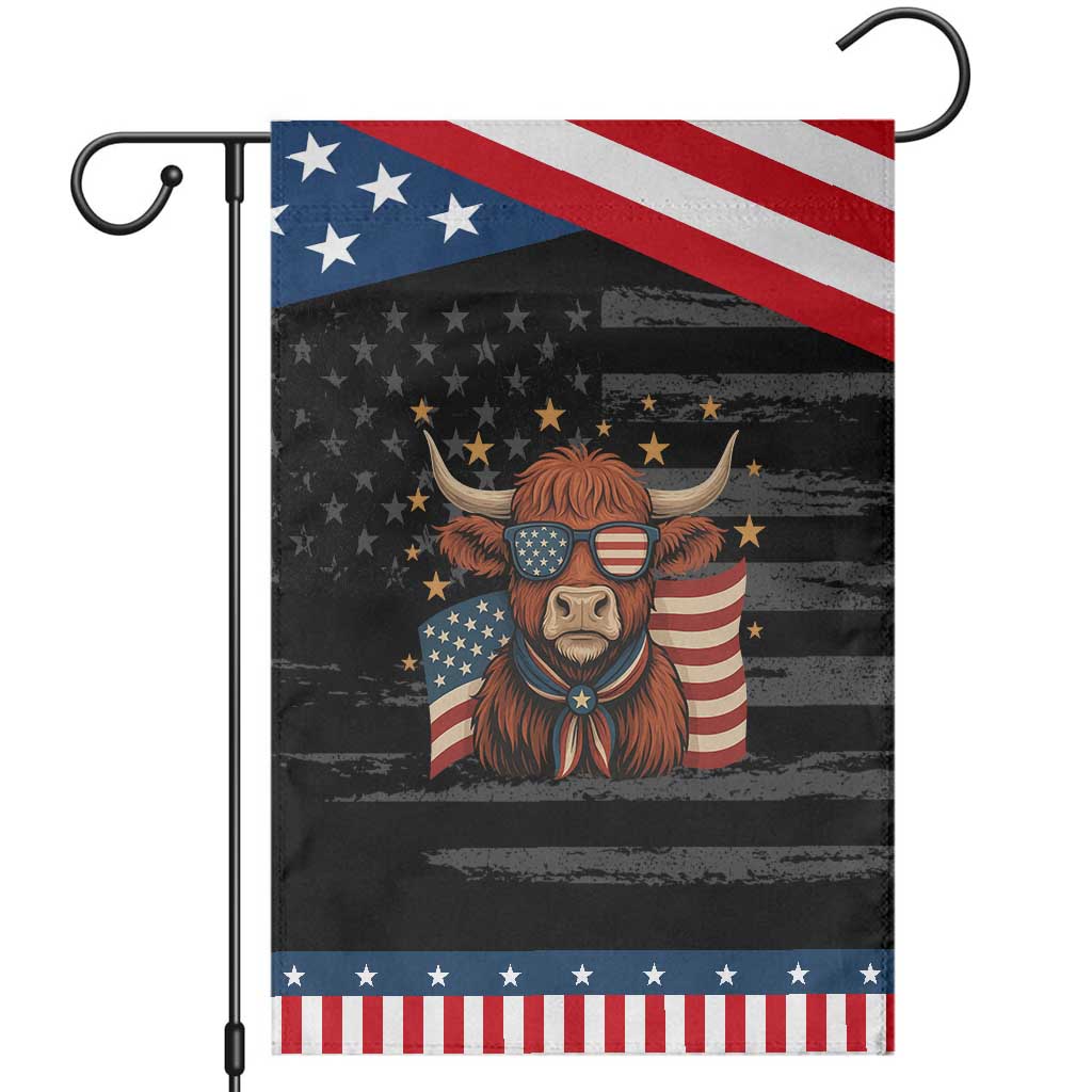 Funny Highland Cow Garden Flag USA Flag Patriotic Cow Farmer