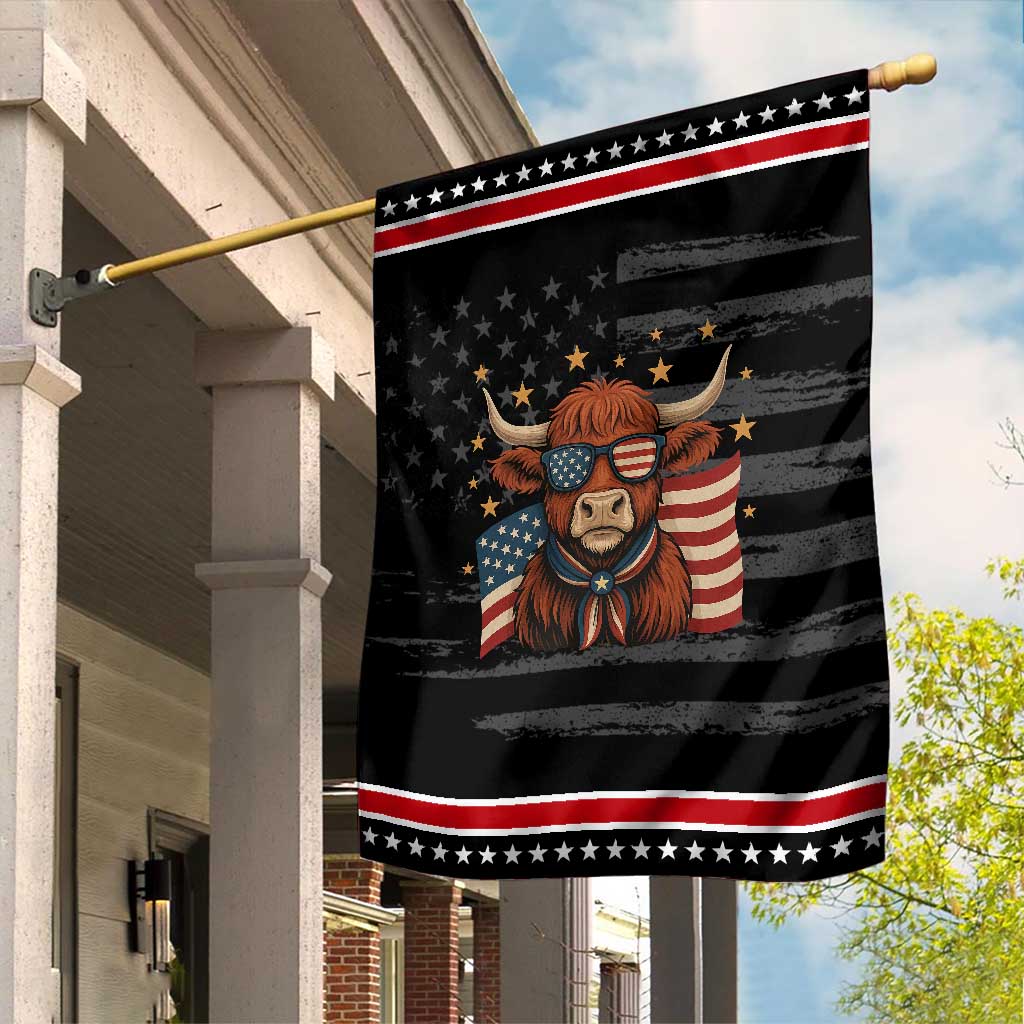 Funny Highland Cow Garden Flag USA Flag Patriotic Cow Farmer
