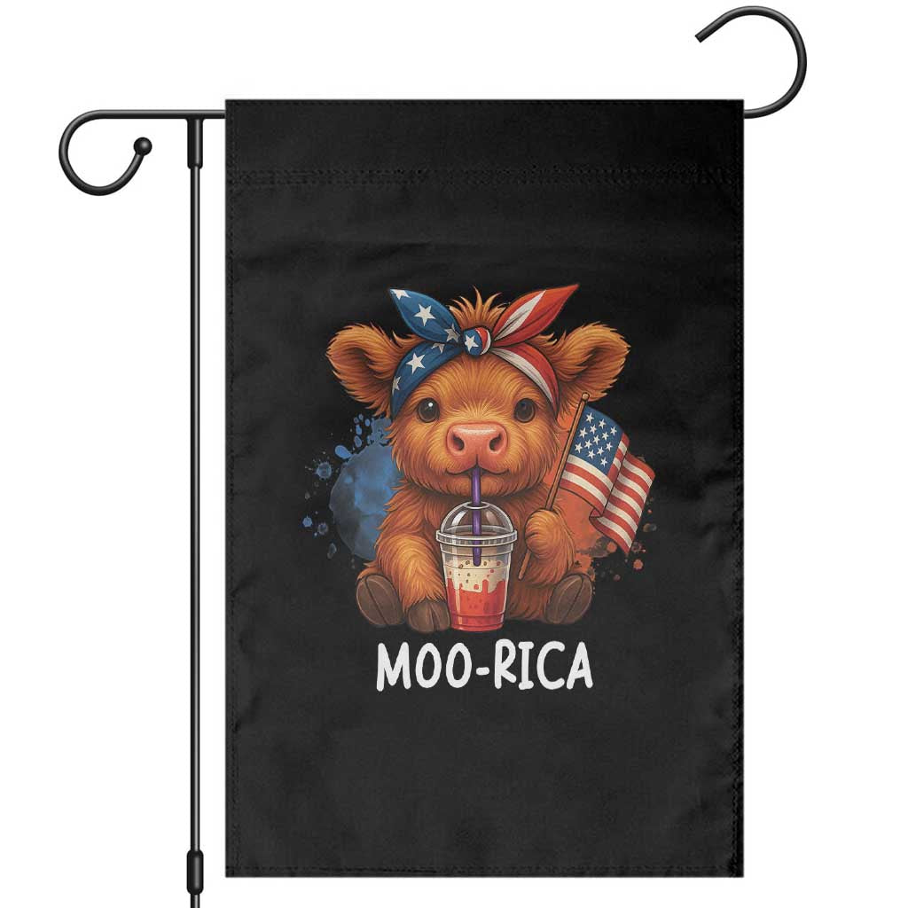 Funny Highland Cow Patriotic Garden Flag Moo Rica USA Flag Cow Farmer - Wonder Print Shop