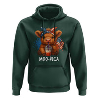 Funny Highland Cow Patriotic Hoodie Moo Rica USA Flag Cow Farmer - Wonder Print Shop