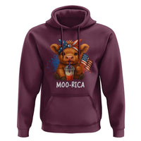 Funny Highland Cow Patriotic Hoodie Moo Rica USA Flag Cow Farmer - Wonder Print Shop