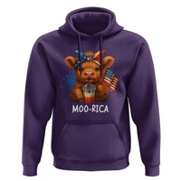 Funny Highland Cow Patriotic Hoodie Moo Rica USA Flag Cow Farmer - Wonder Print Shop