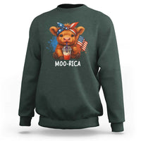 Funny Highland Cow Patriotic Sweatshirt Moo Rica USA Flag Cow Farmer - Wonder Print Shop