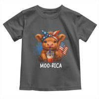 Funny Highland Cow Patriotic Toddler T Shirt Moo Rica USA Flag Cow Farmer - Wonder Print Shop
