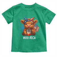 Funny Highland Cow Patriotic Toddler T Shirt Moo Rica USA Flag Cow Farmer - Wonder Print Shop