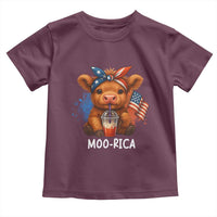 Funny Highland Cow Patriotic Toddler T Shirt Moo Rica USA Flag Cow Farmer - Wonder Print Shop