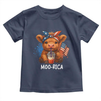 Funny Highland Cow Patriotic Toddler T Shirt Moo Rica USA Flag Cow Farmer - Wonder Print Shop