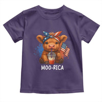 Funny Highland Cow Patriotic Toddler T Shirt Moo Rica USA Flag Cow Farmer - Wonder Print Shop