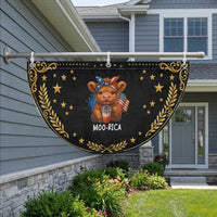 Funny Highland Cow Patriotic Fan Flag Moo Rica USA Flag Cow Farmer
