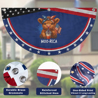 Funny Highland Cow Patriotic Fan Flag Moo Rica USA Flag Cow Farmer