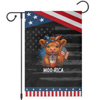 Funny Highland Cow Patriotic Garden Flag Moo Rica USA Flag Cow Farmer