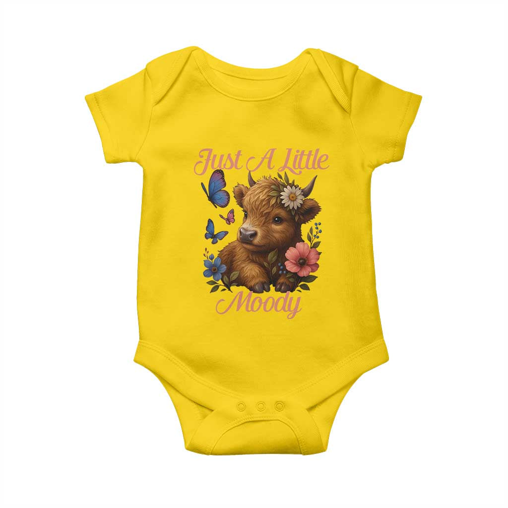 Just A Little Moody Baby Onesie Funny Sarcasm Highland Cow - Wonder Print Shop