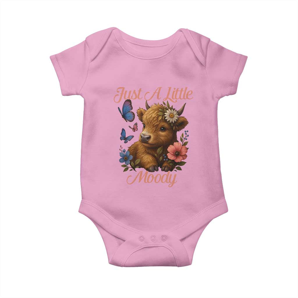 Just A Little Moody Baby Onesie Funny Sarcasm Highland Cow - Wonder Print Shop