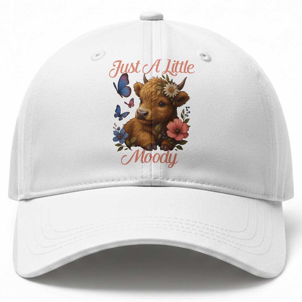 Just A Little Moody Baseball Cap Funny Sarcasm Highland Cow
