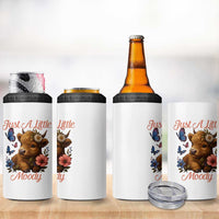 Just A Little Moody 4 in 1 Can Cooler Tumbler Funny Sarcasm Highland Cow