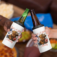 Just A Little Moody 4 in 1 Can Cooler Tumbler Funny Sarcasm Highland Cow