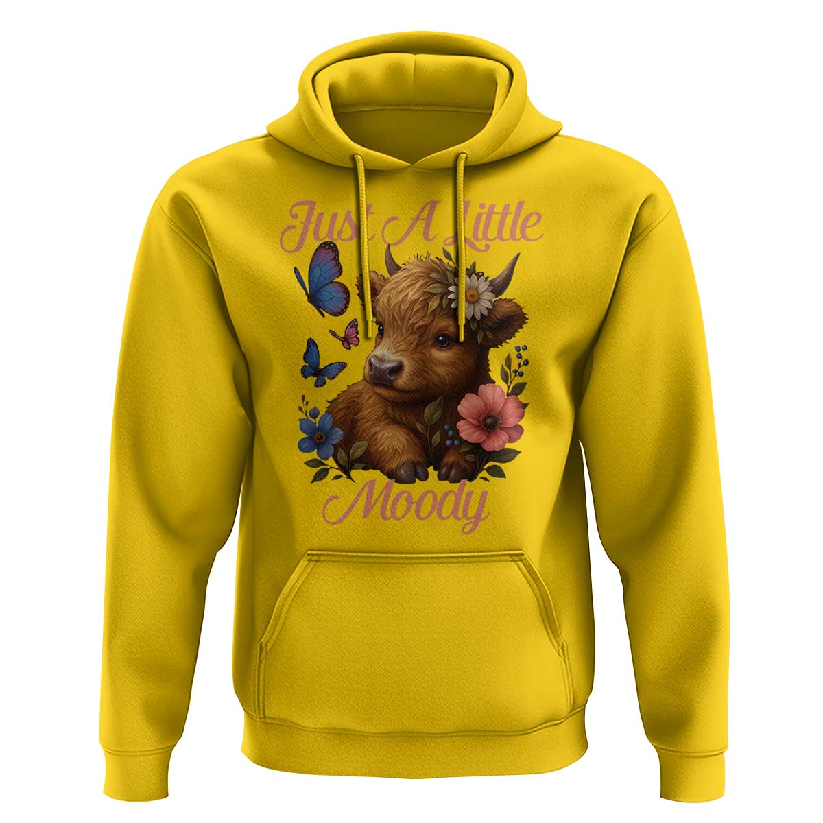 Just A Little Moody Hoodie Funny Sarcasm Highland Cow - Wonder Print Shop