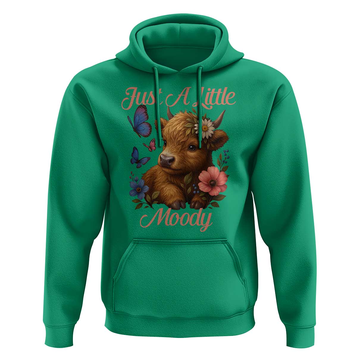 Just A Little Moody Hoodie Funny Sarcasm Highland Cow - Wonder Print Shop