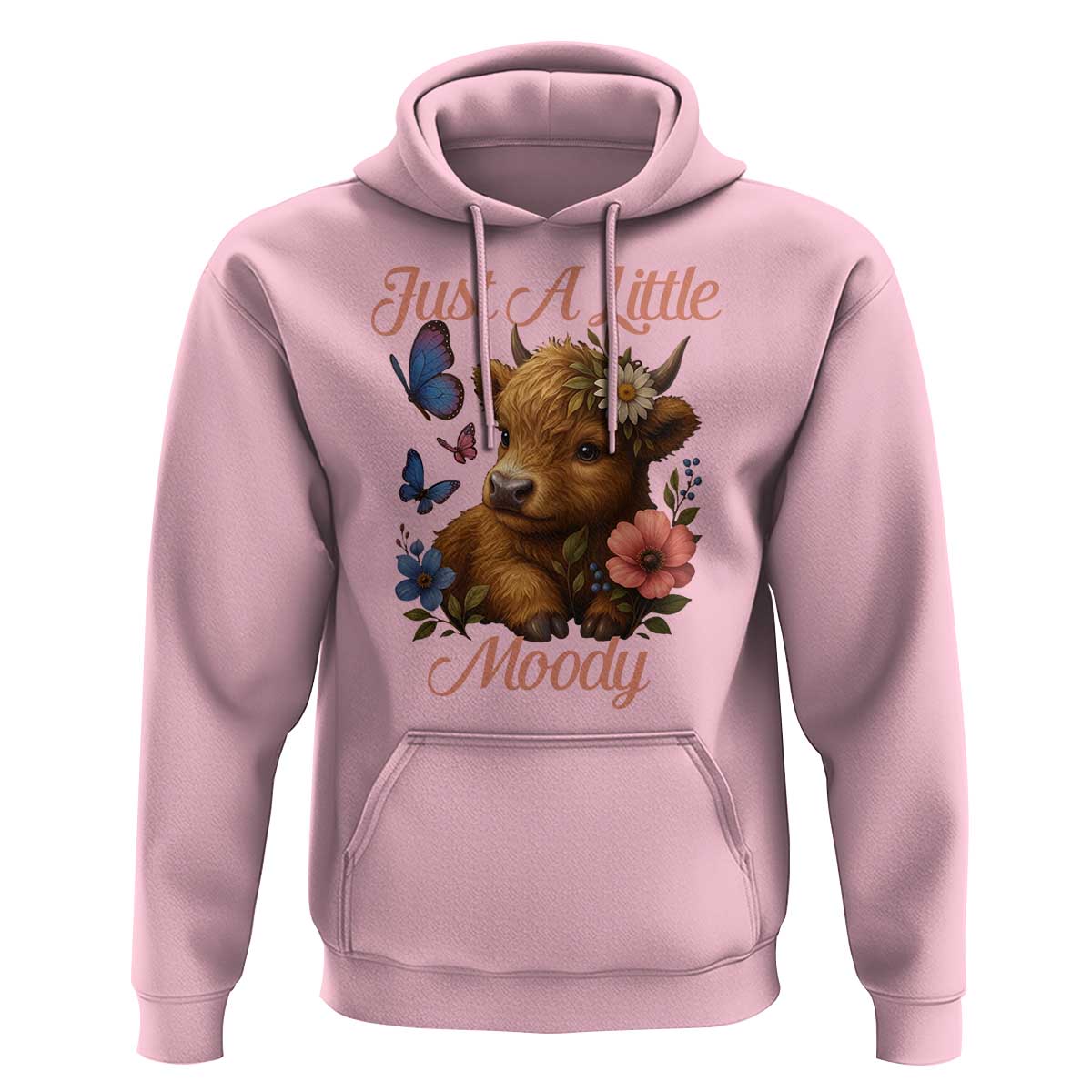 Just A Little Moody Hoodie Funny Sarcasm Highland Cow - Wonder Print Shop