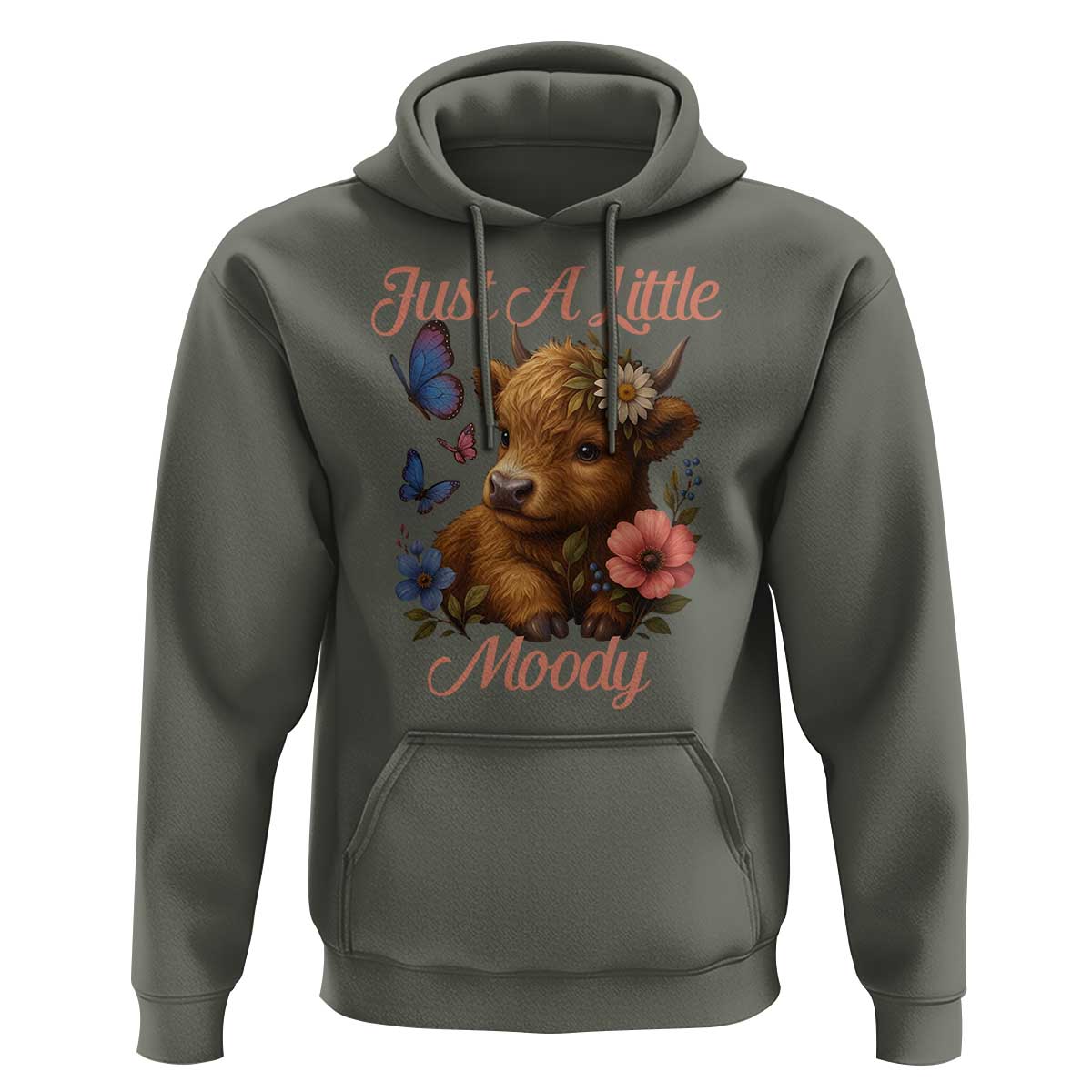 Just A Little Moody Hoodie Funny Sarcasm Highland Cow - Wonder Print Shop