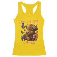 Just A Little Moody Racerback Tank Top Funny Sarcasm Highland Cow - Wonder Print Shop