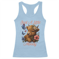 Just A Little Moody Racerback Tank Top Funny Sarcasm Highland Cow - Wonder Print Shop