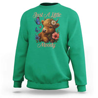 Just A Little Moody Sweatshirt Funny Sarcasm Highland Cow - Wonder Print Shop