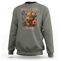 Just A Little Moody Sweatshirt Funny Sarcasm Highland Cow - Wonder Print Shop