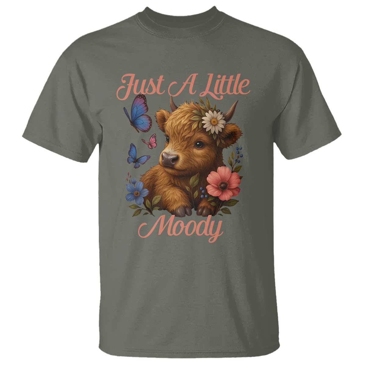 Just A Little Moody T Shirt Funny Sarcasm Highland Cow - Wonder Print Shop
