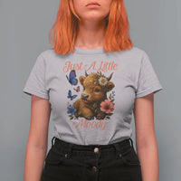 Just A Little Moody T Shirt For Women Funny Sarcasm Highland Cow - Wonder Print Shop