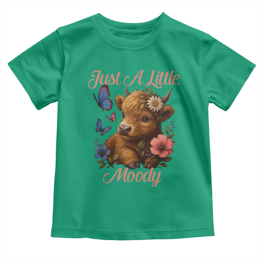 Just A Little Moody Toddler T Shirt Funny Sarcasm Highland Cow - Wonder Print Shop