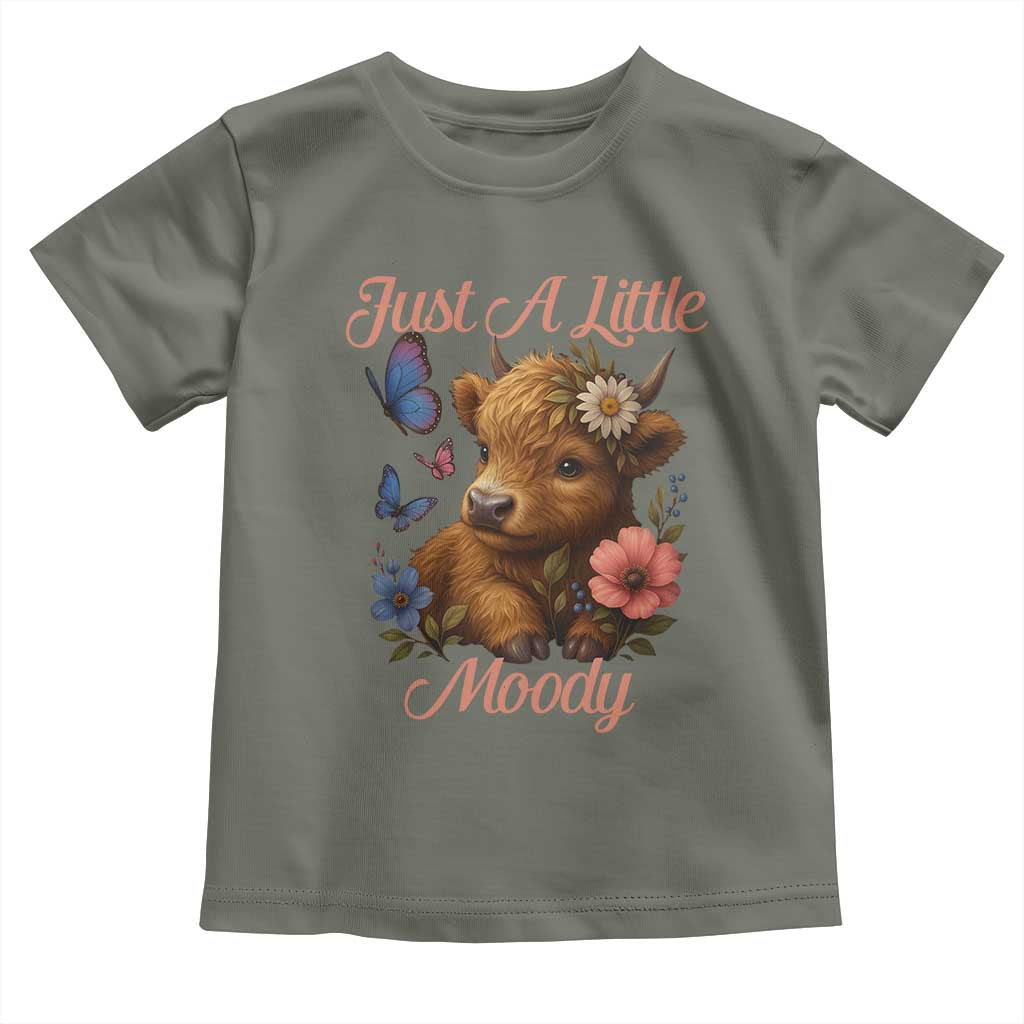 Just A Little Moody Toddler T Shirt Funny Sarcasm Highland Cow - Wonder Print Shop