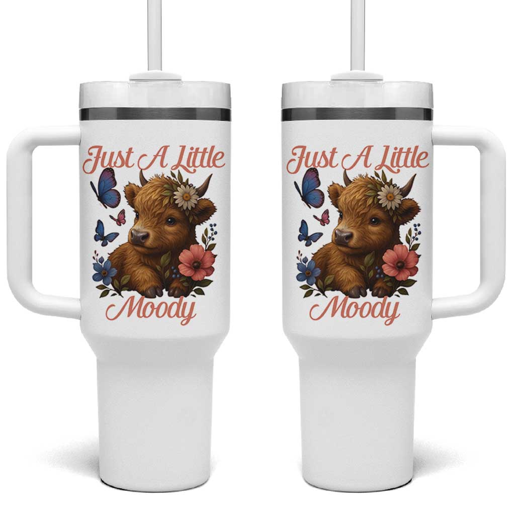 Just A Little Moody Tumbler With Handle Funny Sarcasm Highland Cow