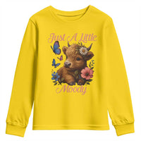 Just A Little Moody Youth Sweatshirt Funny Sarcasm Highland Cow - Wonder Print Shop