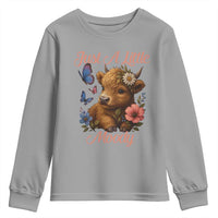 Just A Little Moody Youth Sweatshirt Funny Sarcasm Highland Cow - Wonder Print Shop