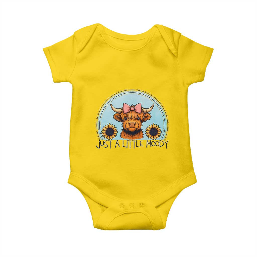 Just A Little Moody Baby Onesie Funny Sarcasm Highland Cattle - Wonder Print Shop