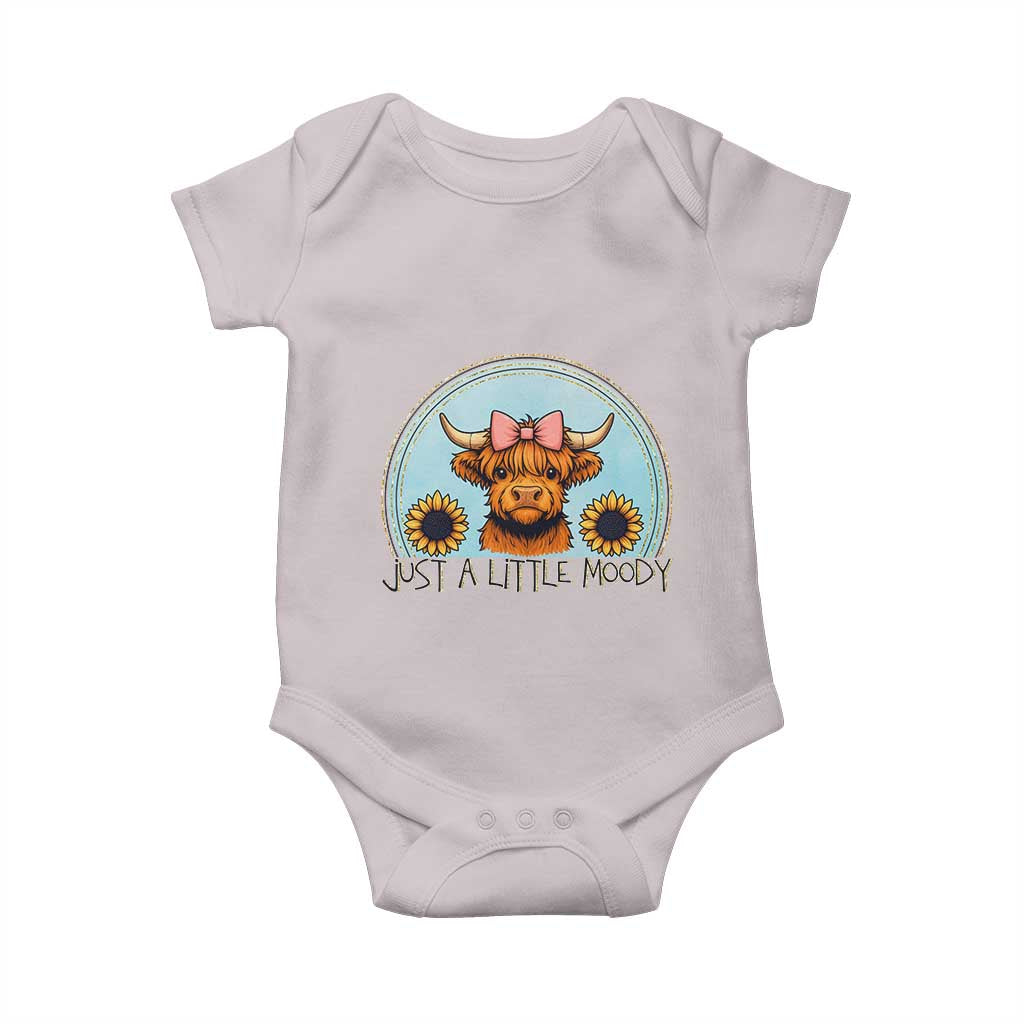 Just A Little Moody Baby Onesie Funny Sarcasm Highland Cattle - Wonder Print Shop