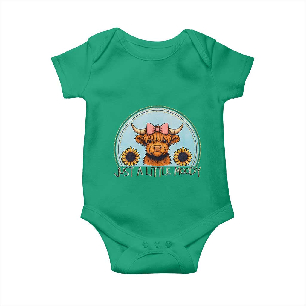 Just A Little Moody Baby Onesie Funny Sarcasm Highland Cattle - Wonder Print Shop