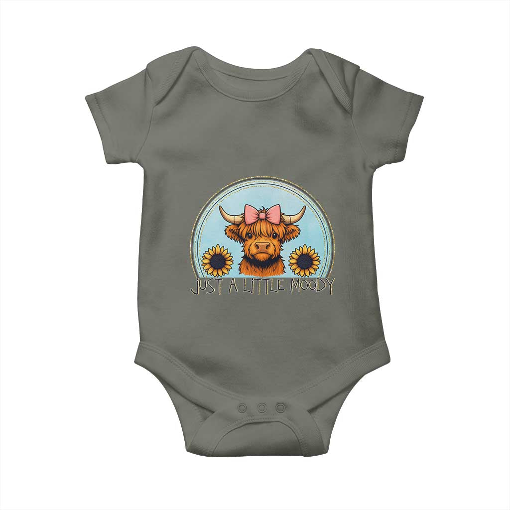 Just A Little Moody Baby Onesie Funny Sarcasm Highland Cattle - Wonder Print Shop