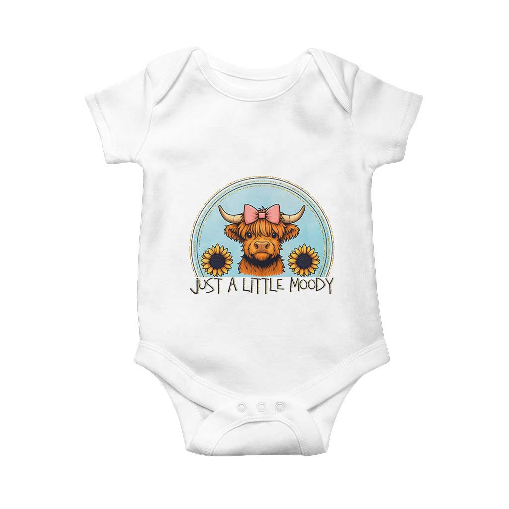 Just A Little Moody Baby Onesie Funny Sarcasm Highland Cattle - Wonder Print Shop