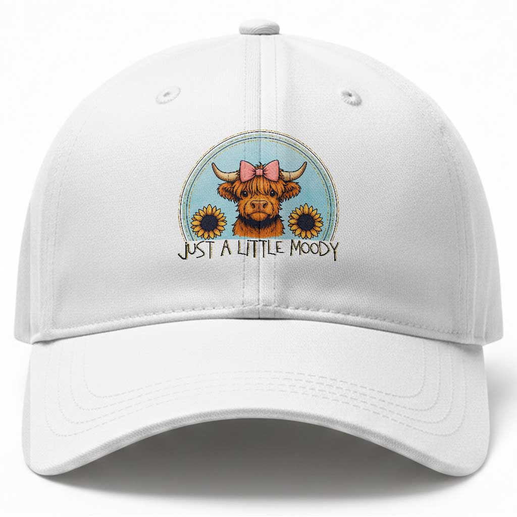 Just A Little Moody Baseball Cap Funny Sarcasm Highland Cattle