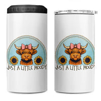 Just A Little Moody 4 in 1 Can Cooler Tumbler Funny Sarcasm Highland Cattle