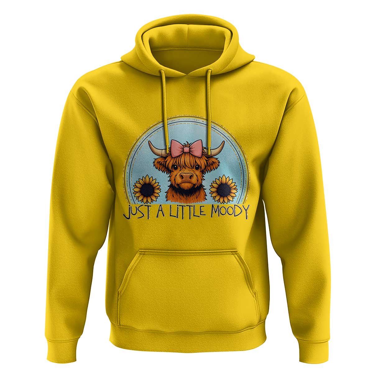 Just A Little Moody Hoodie Funny Sarcasm Highland Cattle - Wonder Print Shop