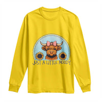 Just A Little Moody Long Sleeve Shirt Funny Sarcasm Highland Cattle - Wonder Print Shop