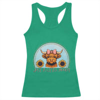 Just A Little Moody Racerback Tank Top Funny Sarcasm Highland Cattle - Wonder Print Shop