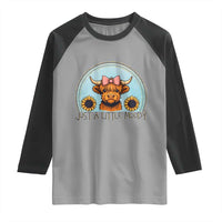 Just A Little Moody Raglan Shirt Funny Sarcasm Highland Cattle - Wonder Print Shop
