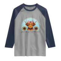 Just A Little Moody Raglan Shirt Funny Sarcasm Highland Cattle - Wonder Print Shop