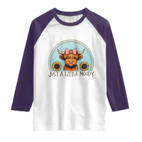 Just A Little Moody Raglan Shirt Funny Sarcasm Highland Cattle - Wonder Print Shop